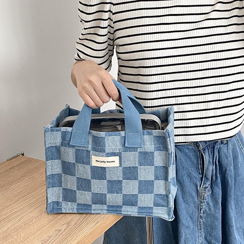 Yeah language/small fresh literary picnic floral lunch box bag bento bag hand carry versatile hand carry small square bag