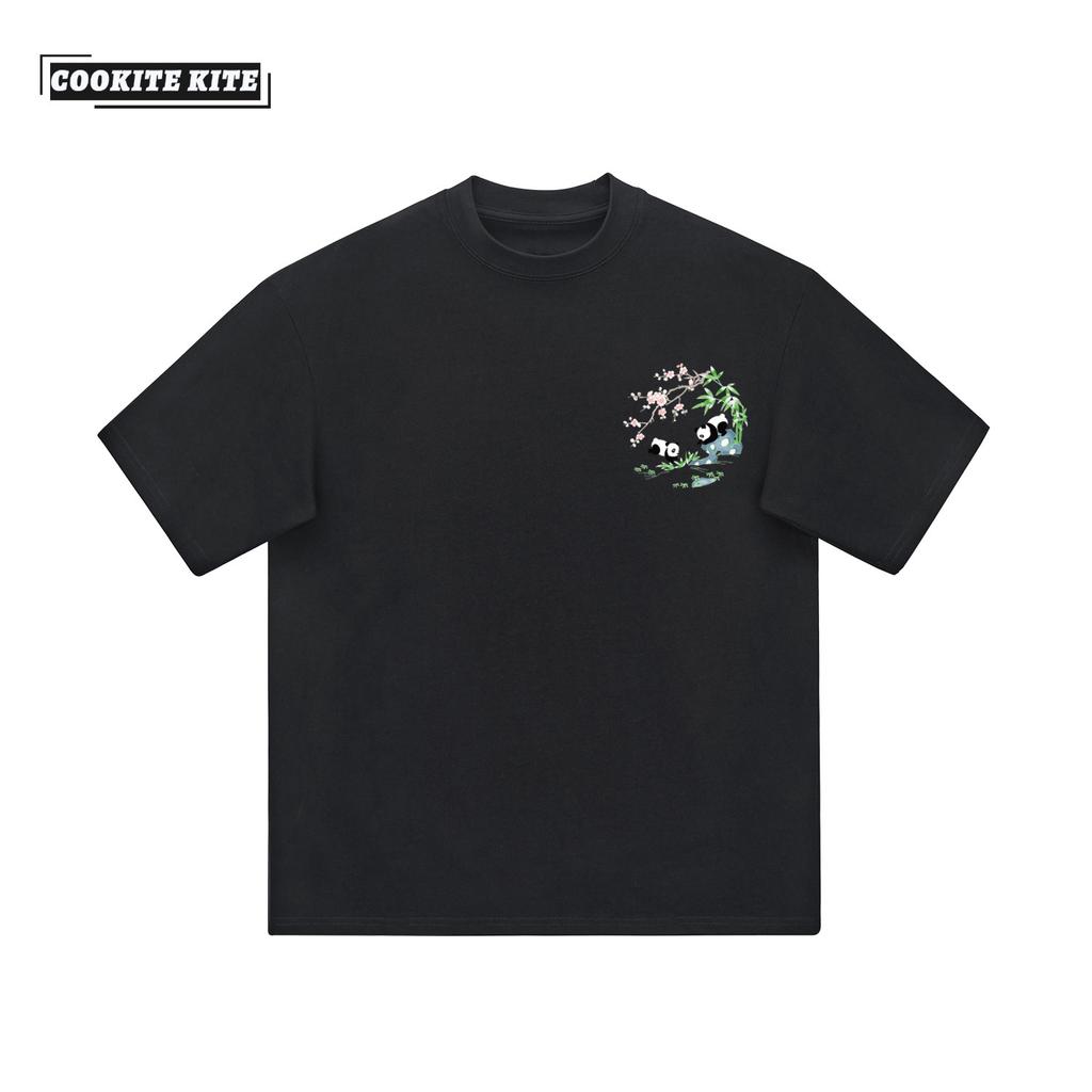 Herren Sommer Neu Chinesischer Panda Stickerei Locker Übergröße Trend Rundhals Vielseitig Kurzarm T-Shirt Herren