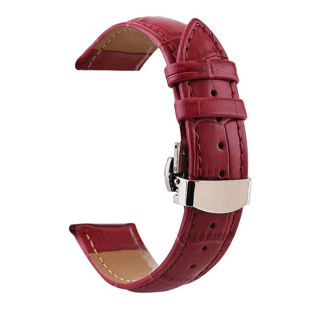 [Jumpsunfun] Genuine Crocodile-Embossed Calf Leather Watch Band with D-Buckle, Replacement Band, 14mmPurple [Used]