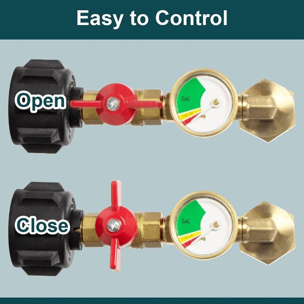 Adjustable Gas Tank Connector Explosion-proof Brass Gas Tank Refill Adapter 90 Degree Elbow with Valve Gauge