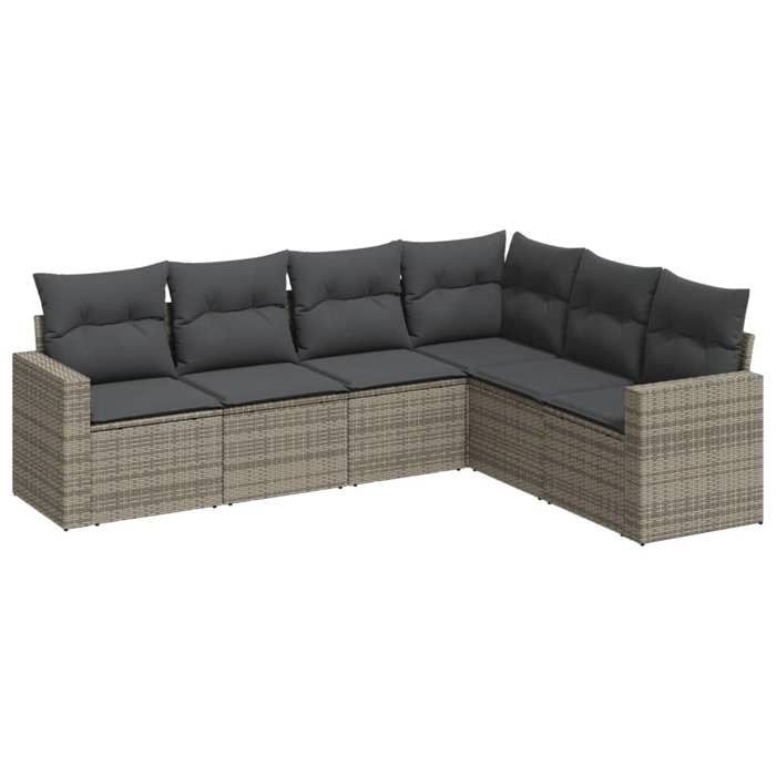 VidaXL Salon de Jardin avec Coussins 6 pcs, Canapés avec Pieds Réglables, Ensemble de Meubles d'Extérieur Patio Terrasse, 3251347