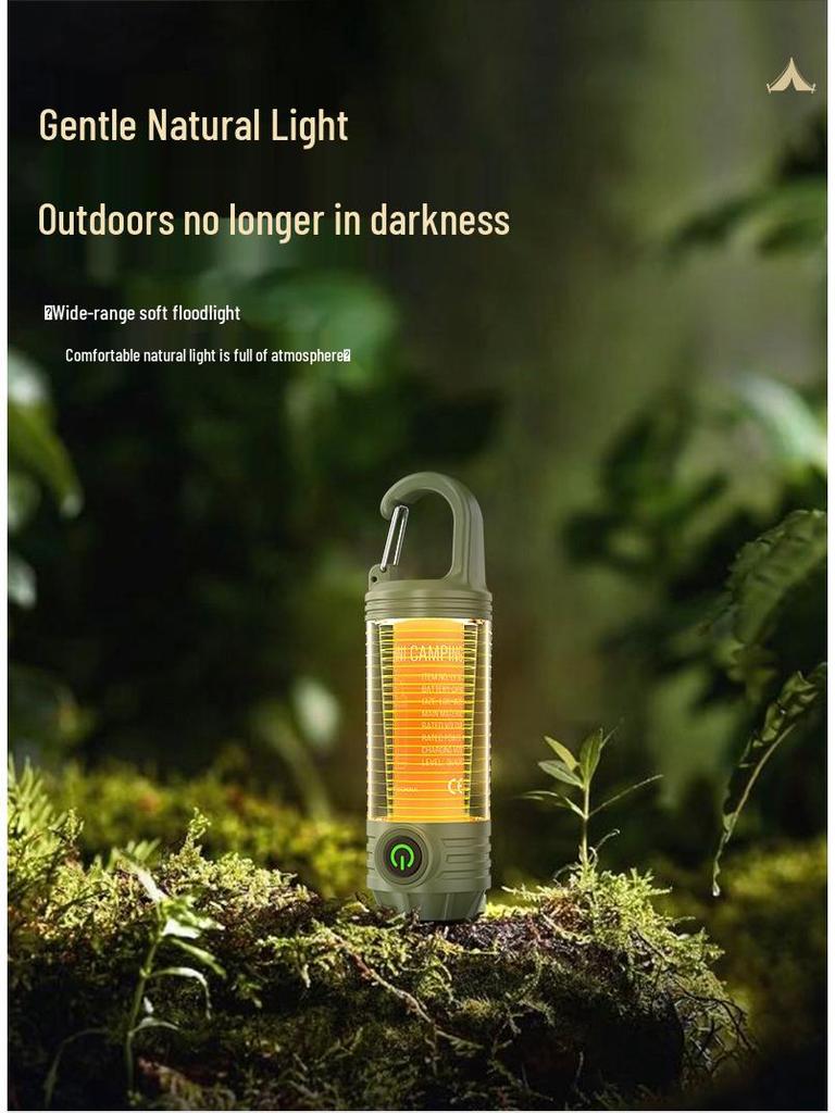 Portable Waterproof Camping Light with Type-C Charging, Hook, and Emergency Lighting