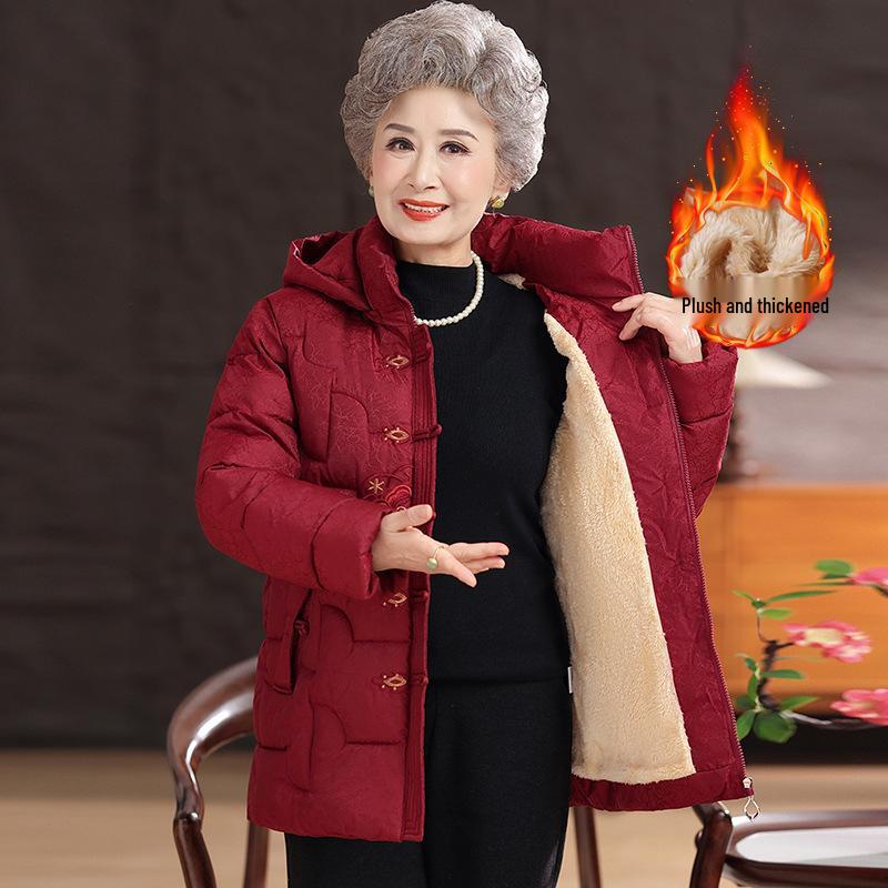 Women's Winter Cotton Jacket: Thickened Coat for Middle-Aged & Elderly, Chinese Style for 60s-70s Ladies
