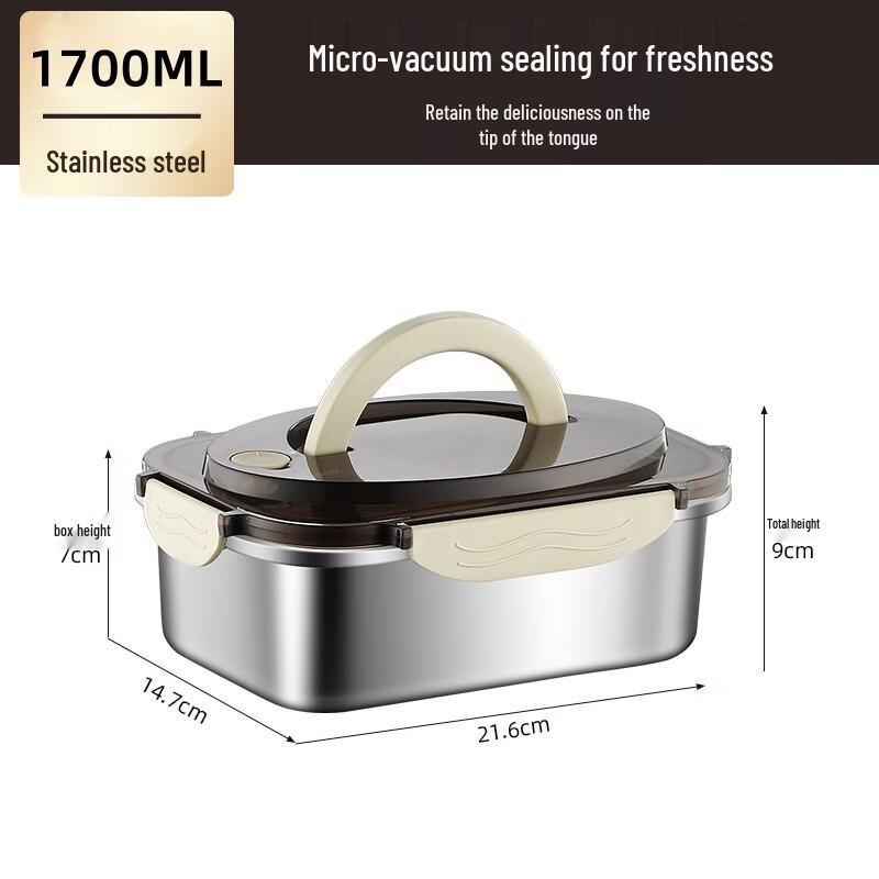 ZISIZ 304 Stainless Steel Portable Lunch Box Set, 1700ML (2-pack)