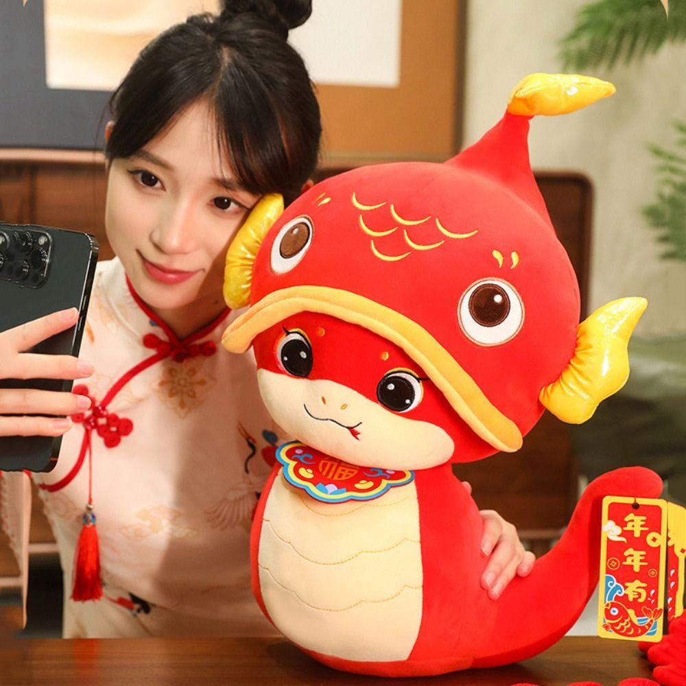 Chinese Style Wealth Snake Year Mascot Toy Blessing Lucky Snake Doll Keychain  Children