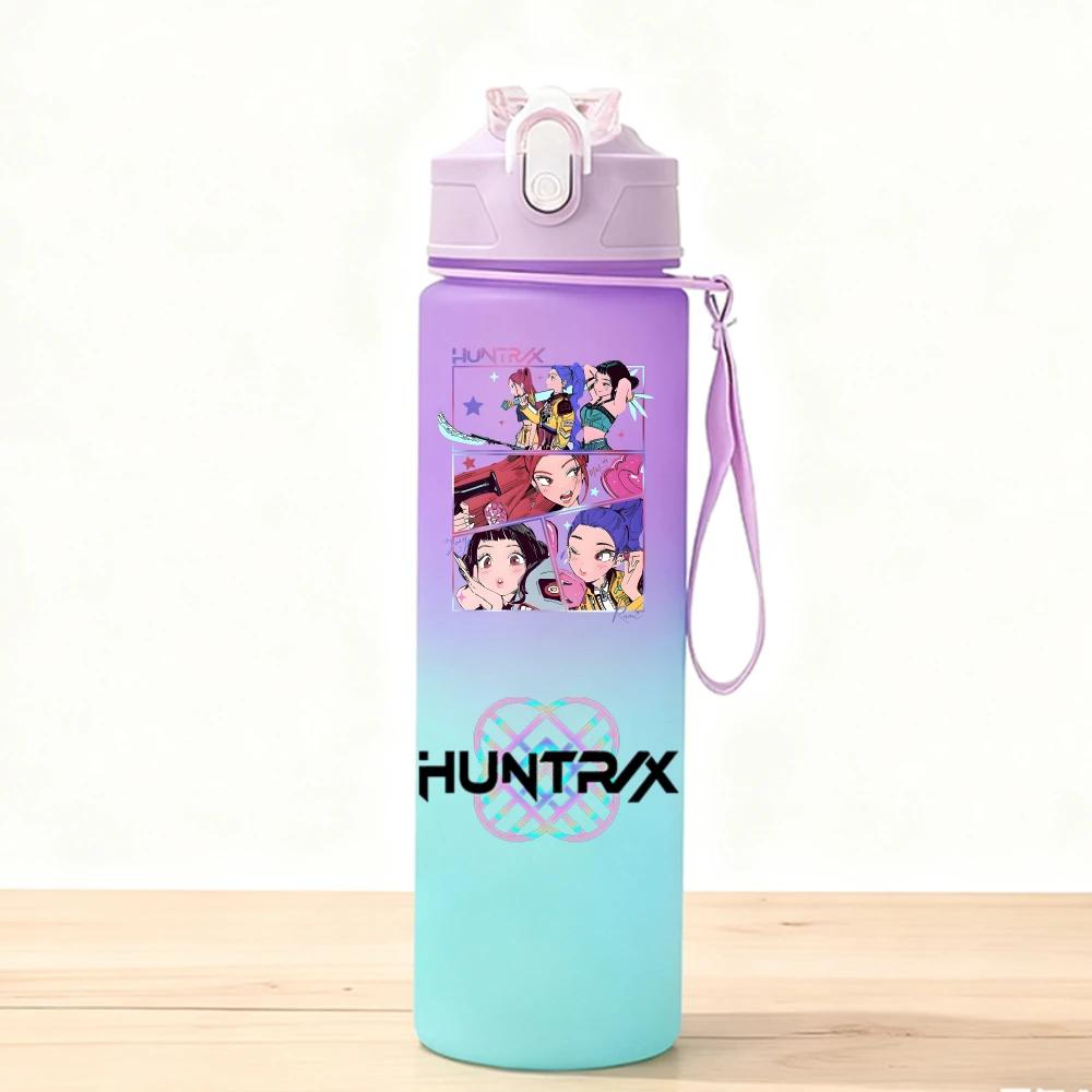 750ML KPop Demon Hunters Sport Water Bottle Adorable Cartoon Anime Plastic Cup Portable Cold Drink Box designed for Children Children