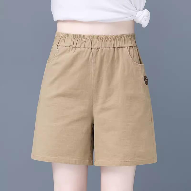 2025 Women's High-Waisted Wide-Leg Capris, Summer Casual Loose Fit Plus Size Shorts for Middle-Aged Moms