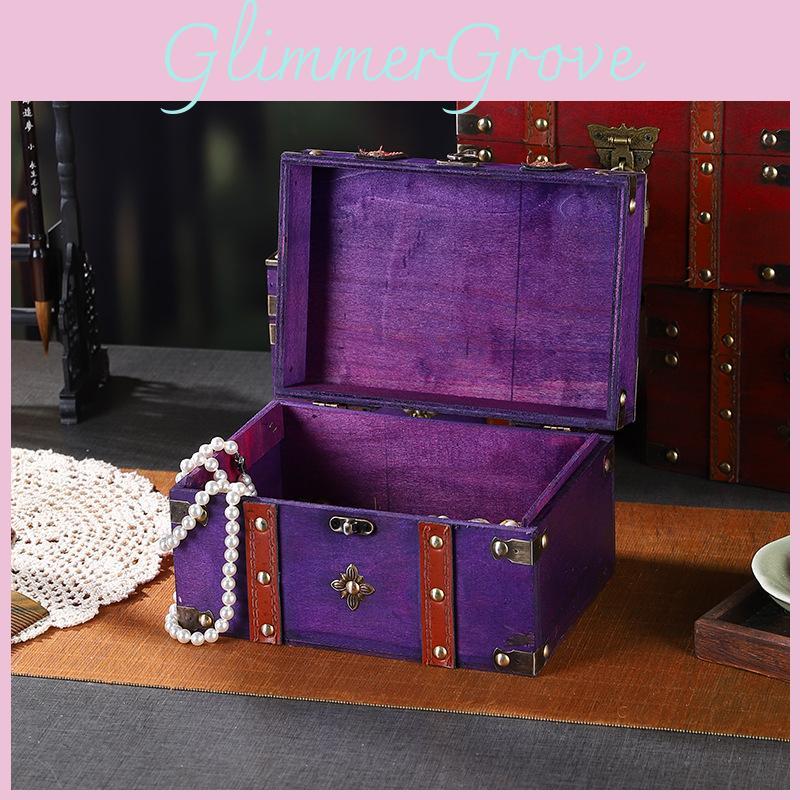 Storage Vintage Wooden Box With Lid For Desk And Shelf Decoration Organization