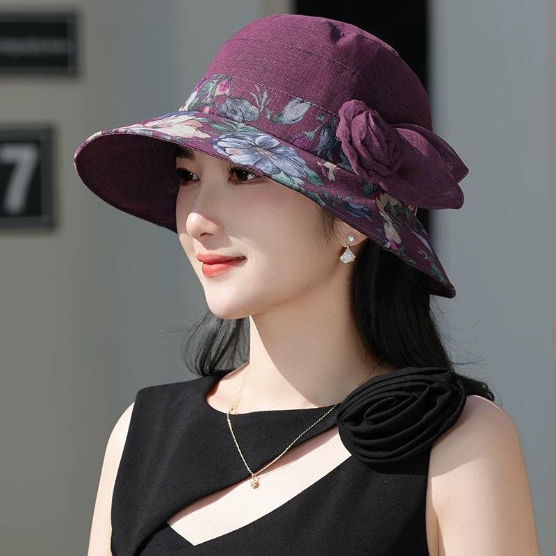 Hat Female Middle-Aged And Elderly Thin Bucket Hat Flower Pot Hat Spring Summer Mother Sun Hat Grandma Elderly Breathable Cool Hat
