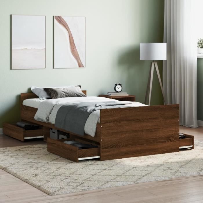 VidaXL Bed Frames Headboard and Footboard Brown Oak 90x200 Cm 3203809