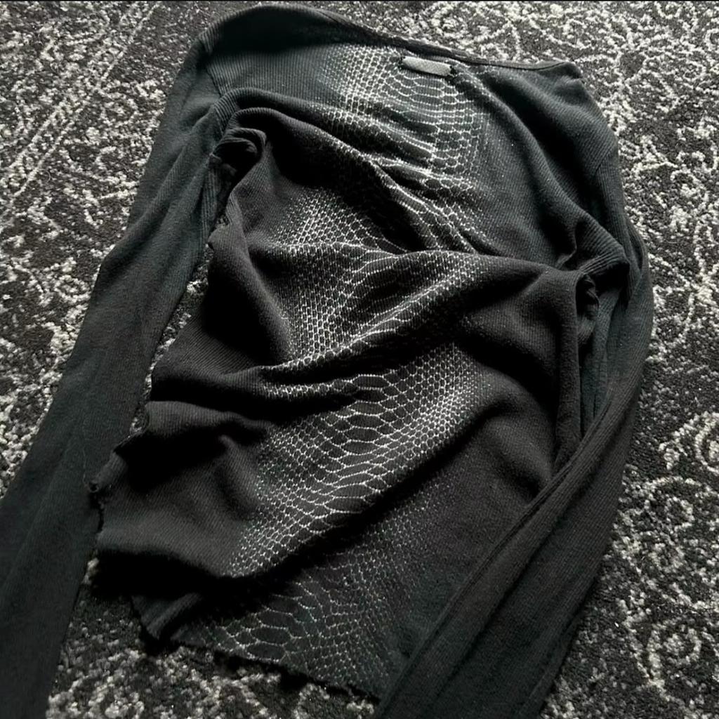 2KWEIRD Y2k Snakeskin Print T-shirt Grunge Aesthetics Long Sleeve Knitted Tops Vintage 2000s Streetwear American Retro