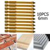 10pcs 6mm Ceramic Tile Marble Glass Drill Bits Spear Head Hex Shank