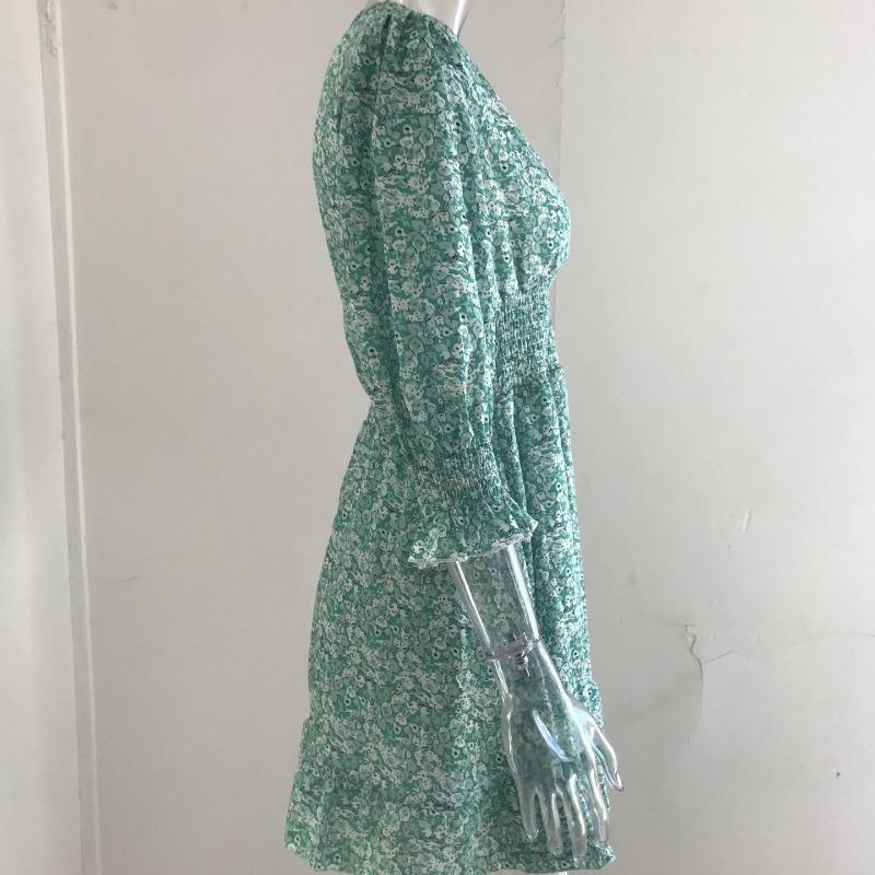 Summer Floral Print Mini Dresses Women Vintage Sexy A-Line V-Neck Half Sleeve Party Dress Female Casual Elegant Beach Dress