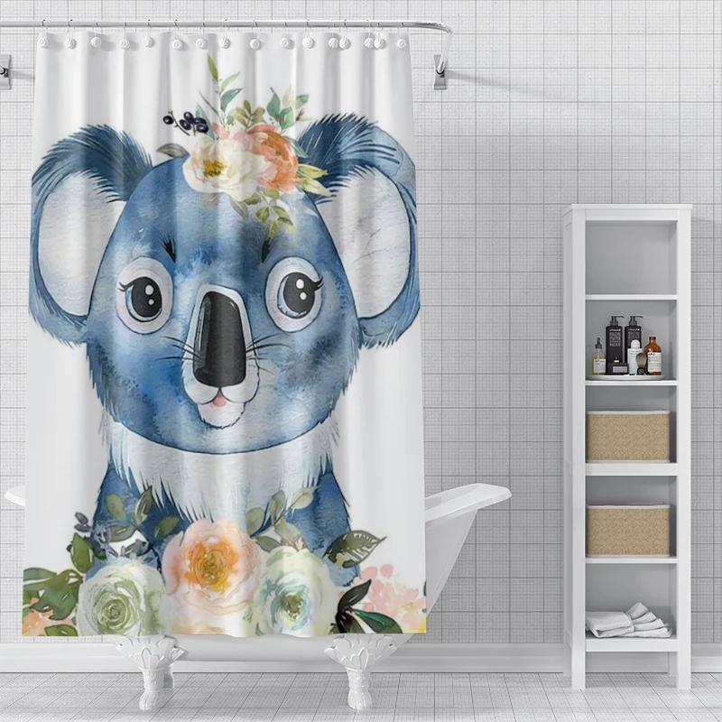 Panda Rabbit, Cat, Lion, Animal Shower Curtain Waterproof Cloth Bathroom Curtain Anime Animal Style Modern Shower Curtain