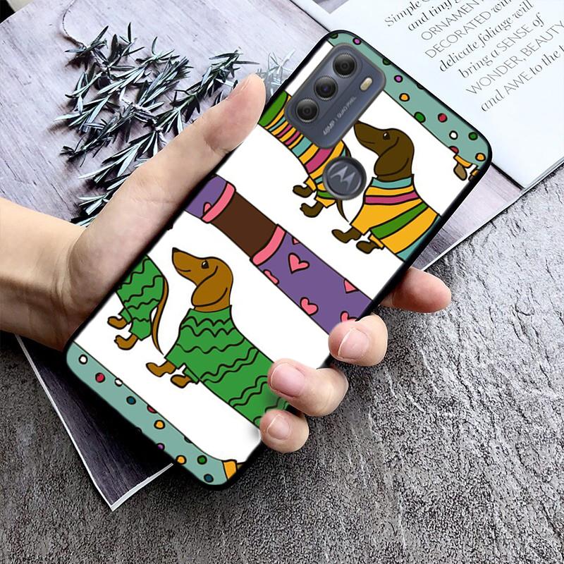 

Cute cartoon Dachshund dog Phone Case For Motorola Edge 50 40 Pro 50 40 30 Ultra Neo Fusion Moto G84 G54 G24 G53 G72 G60 Moto Edge 50 Neo
