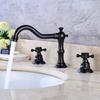 Bathtub Faucet 3 Hole Black Brass Double Handle Bathroom Sink Faucet Hot And Cold Tap 3 Pcs Set Mixer Tap Garden Bathtub Taps