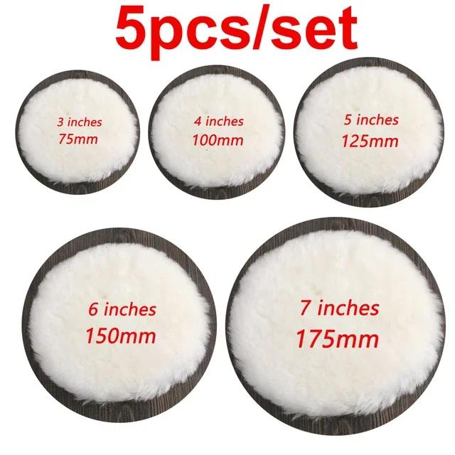 3/4/5/6/7 Inch Polishing Kit Polishing Pad Car Waxing Sponge Disk Wool Wheel Auto Paint Care Polisher Pads for Car Polisher 5pcs set