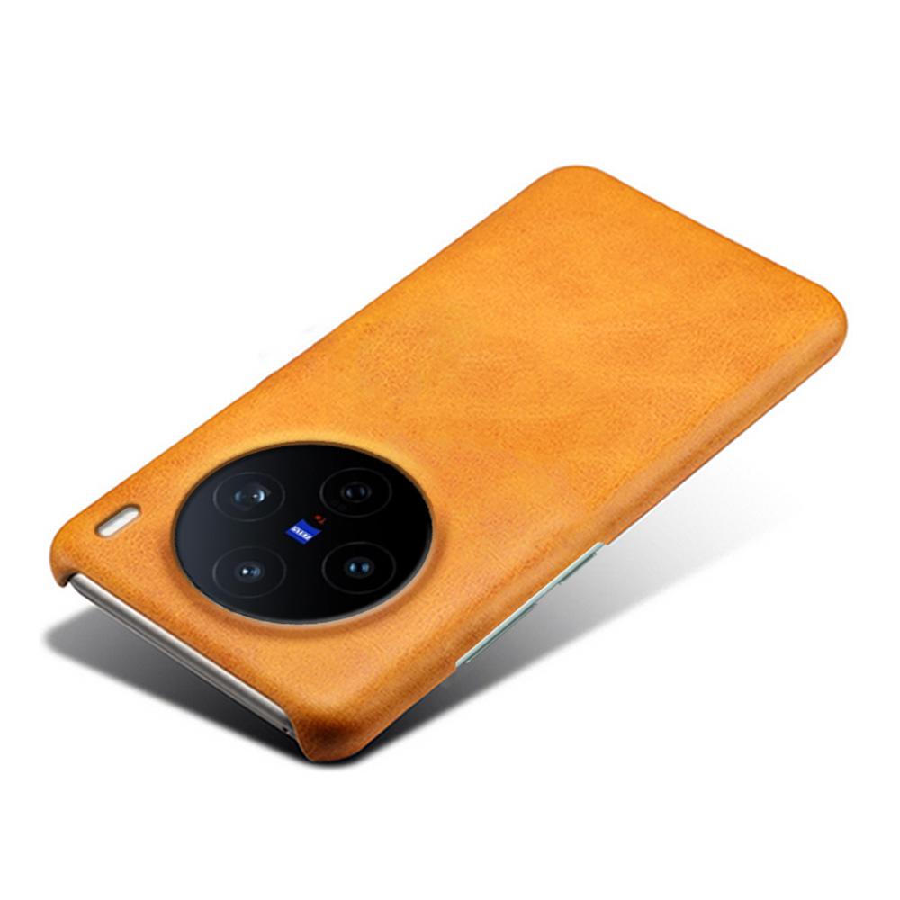 

For vivo X200s 5G Case Calf Texture PU Leather Hard PC Protective Phone Cover Brown