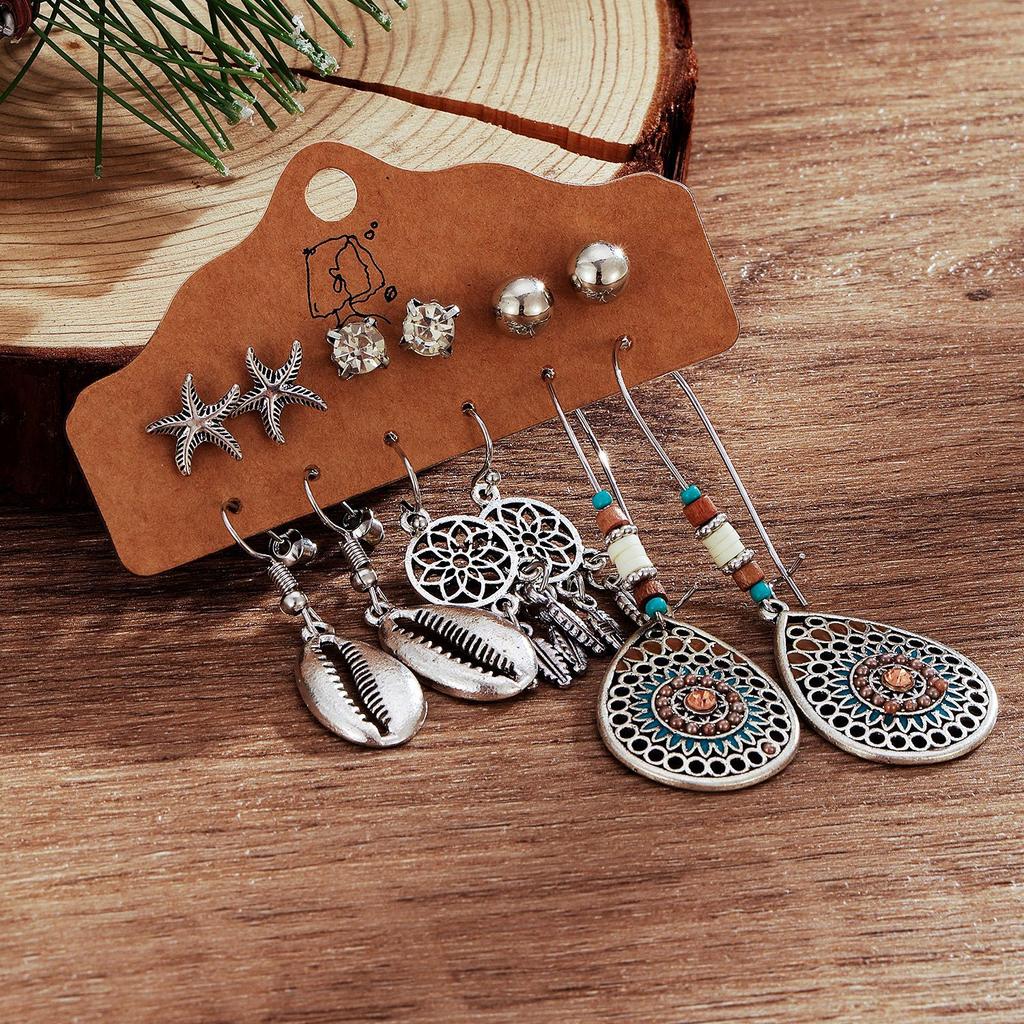 Earring Set, Retro Earrings, Long Fringed Leaves, Ethnic Style Alloy Women's Earrings.