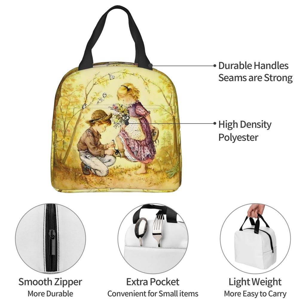 Cartoon S-Sarahs K-Kays Insulated Lunch Tote Bag for Women Kawaii Girl  Portable Thermal Cooler Bento Box Work School Travel