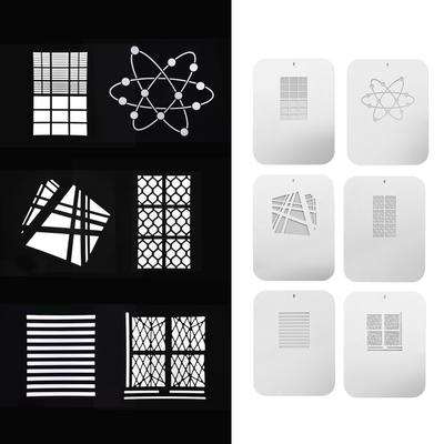 6 adet/takım Gobos Grafik Kartları Metal Plakalar Optik Snoot Konik Odaklama için Içi Boş Desenler