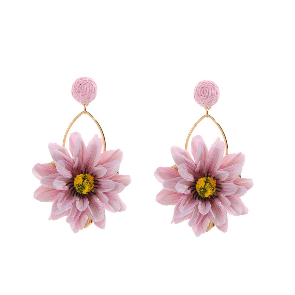 Fashionable Three-dimensional Floral Pendant Earrings, Niche and Exaggerated Earrings, Spring and Summer Dopamine Sweet