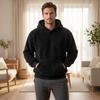 Codzienna Casualowa Streetwear Męska Pluszowa Bluza z Kapturem, Polarowy Pulower Teddy z Kieszenią Kangurką, Luźny Top z Kieszenią, Miękki Ciepły Zimowy Sweter