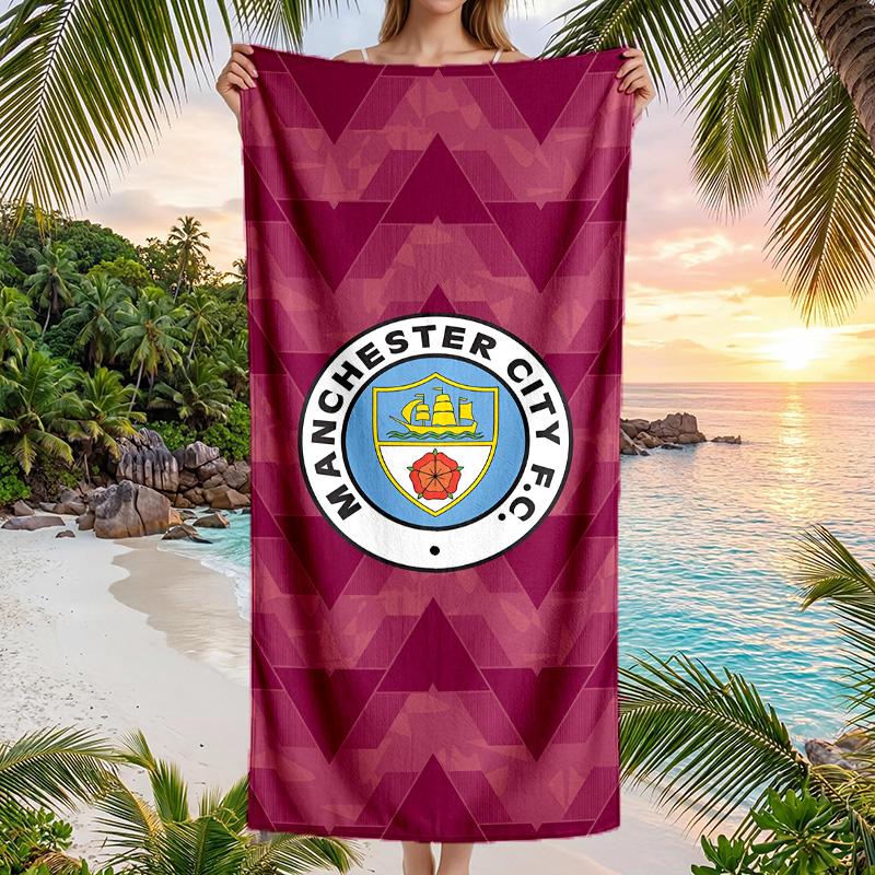 Manchester City Strandtuch Weiches Mikrofaser-Sommertuch Schnelltrocknendes Saugfähiges Handtuch für Strand, Schwimmbad, Reisen