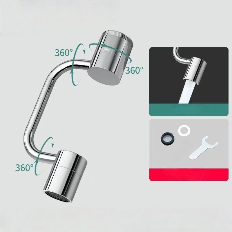 Single Gear/Double Gear Universal Swivel Faucet Extender Splash-Proof Kitchen Sink Faucet Aerator Extension with Adjustable Robotic Arm