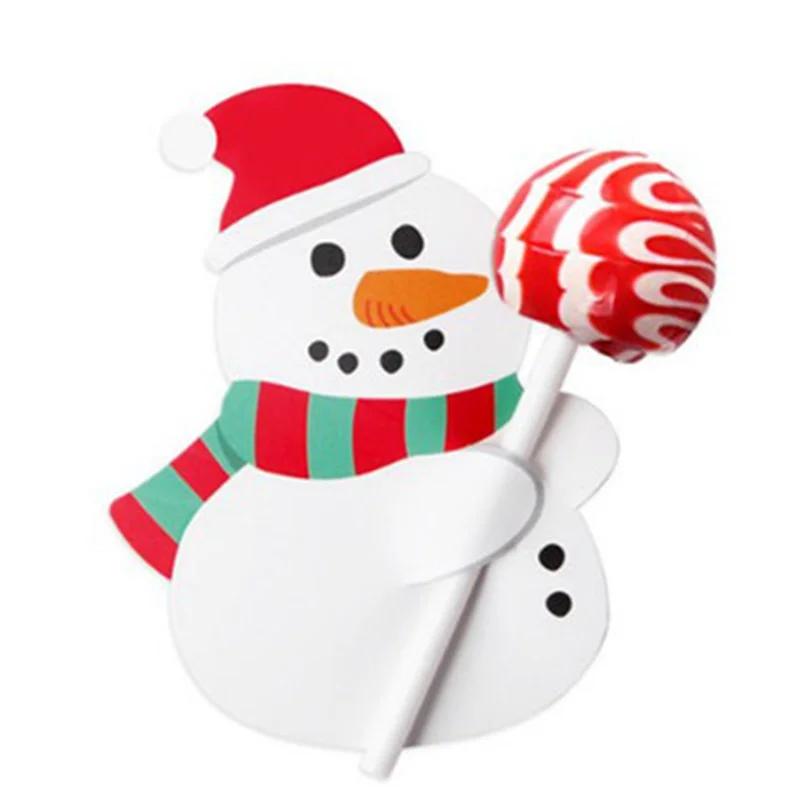 50Pcs Santa Claus Snowman Lollipop Paper Cards Christmas Lollipop Stick Safe Paper Candy Chocolate Xmas DIY Candy Decorations