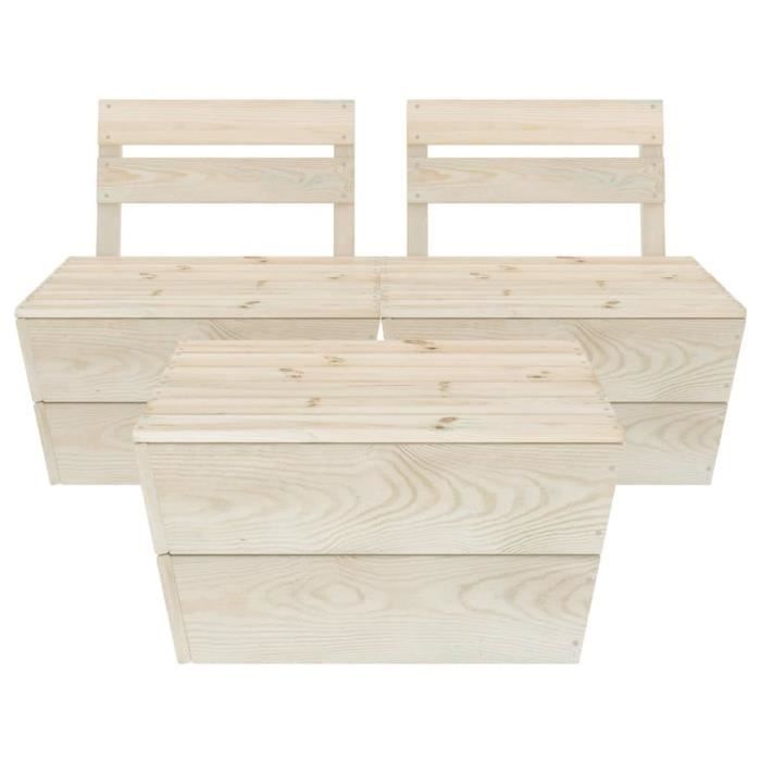 Salon de jardin - Bois - 120 x 60 cm - Design modulaire - 4 personnes - Charme rustique