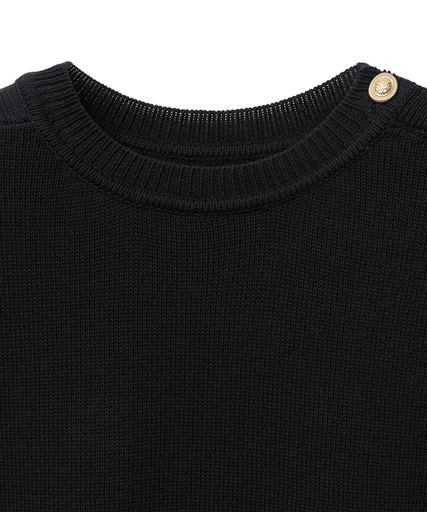 NOIRER FOR WOMAN Lux Cotton Classic Button-Up Sweater (Black)