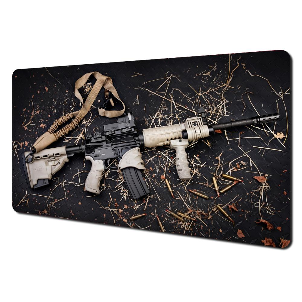 Tappetino per Mouse Grande Tappetino da Scrivania Tema Fucile Tattico Bordo Cucito Antiscivolo Durevole Accessori PC Parti di Armi Tappetini per Tavolo Tappeto per Mouse