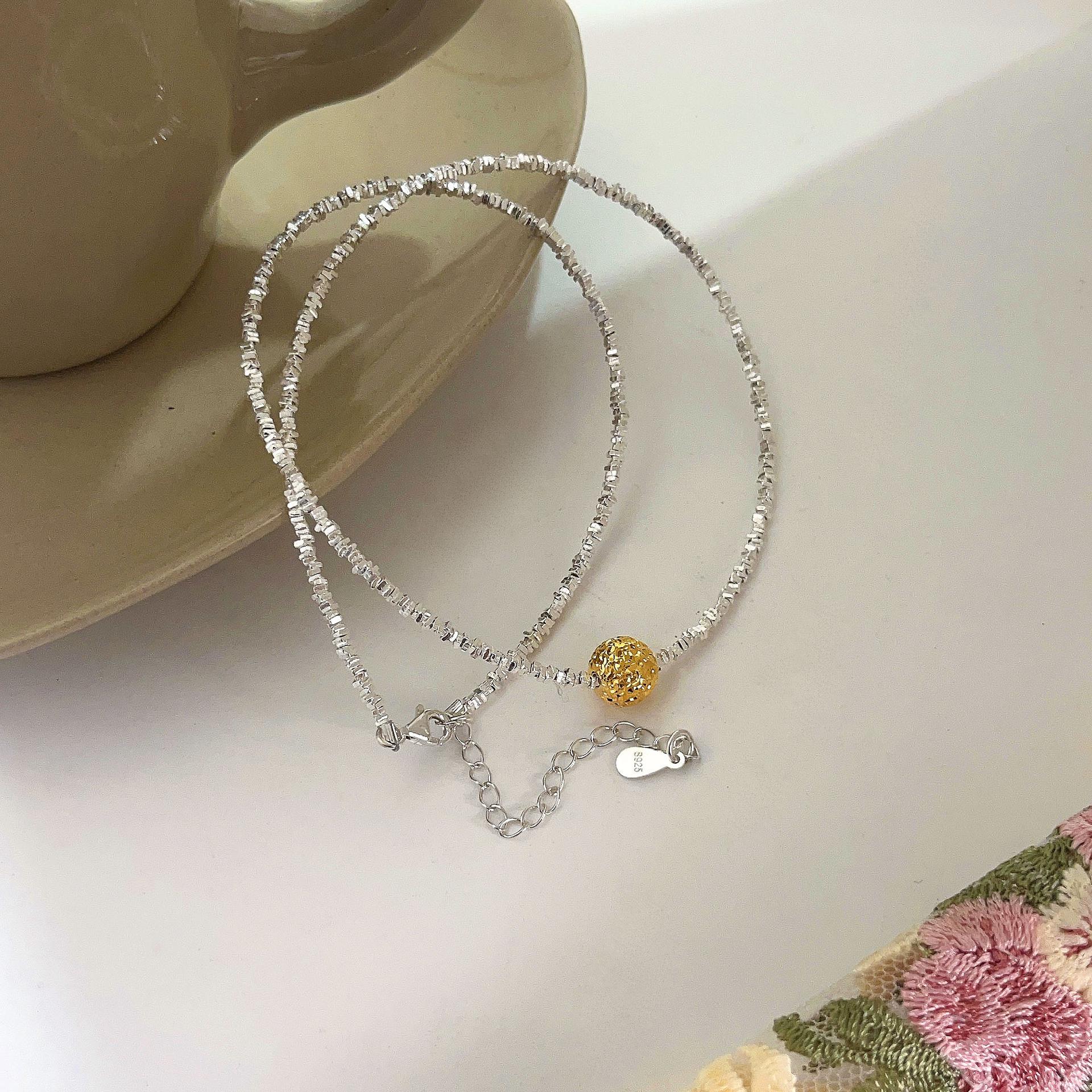 

925 Sterling Silver Crushed Ice Clavicle Necklace - High-End Exquisite Accessory for Women 925 Silver