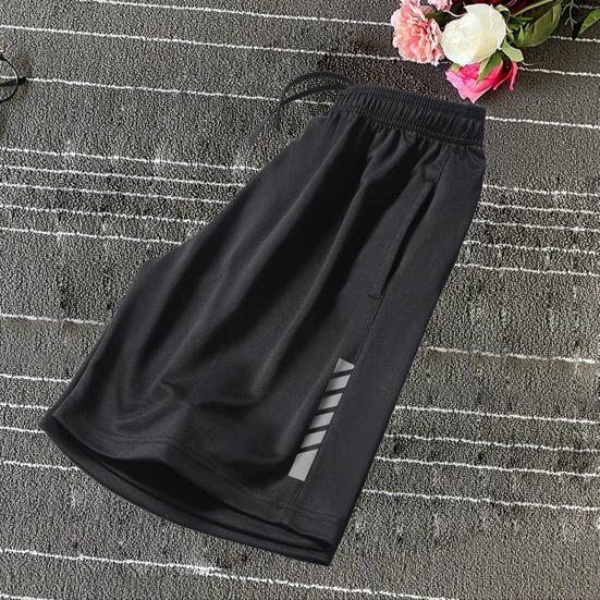 Mid-Rise Elastic Waistband Drawstring Pockets Men Shorts Outdoor Fitness Ice Silk Short Pants
