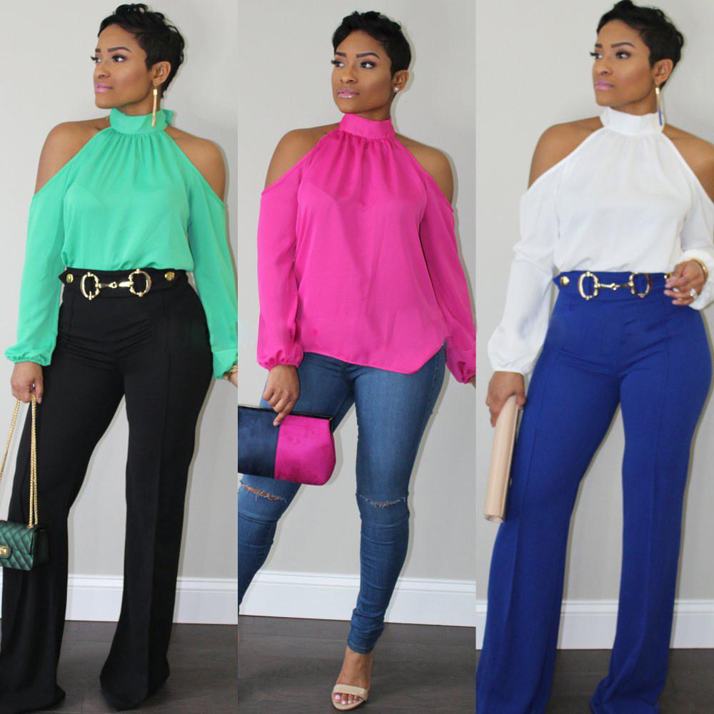 Elegant Ym-8202 Womens Long Sleeve Chiffon T-shirt In Soft Solid Colors For Sweet Style