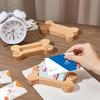 Wooden Dog Bone Business Card Holder with Paw Print Design