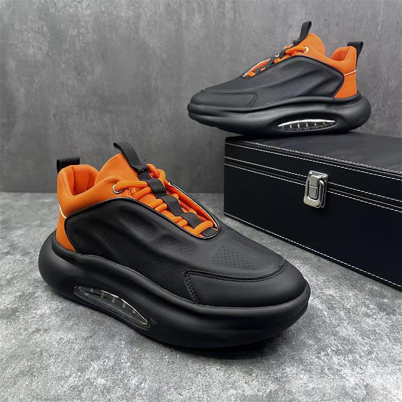 

2025 Men s Hidden Heel Breathable White Sneakers: Versatile, Trendy, Thick Sole Casual Dad Shoes Size 44