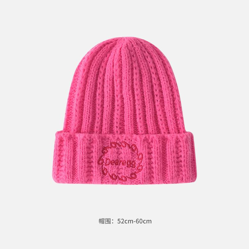 Alphabet Cloth Wool Hat Women's Autumn and Winter Face Small Windproof Ear Protection Cold Hat Fashionable Versatile Warm Knitted Hat