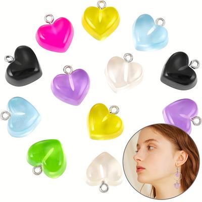 5 Stück Niedlicher Harz Herzförmiger Anhänger DIY Armband Halskette Ohrringe Schlüsselanhänger Fußkette Handykette