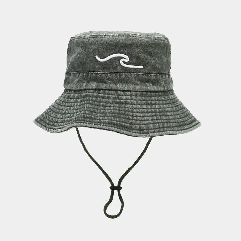 

LDSLYJR Spring Autumn Cotton Embroidered Pattern Bucket Hat Fisherman Hat Outdoor Travel Sun Cap For Men And Women 127 56-60cm wear зелёный
