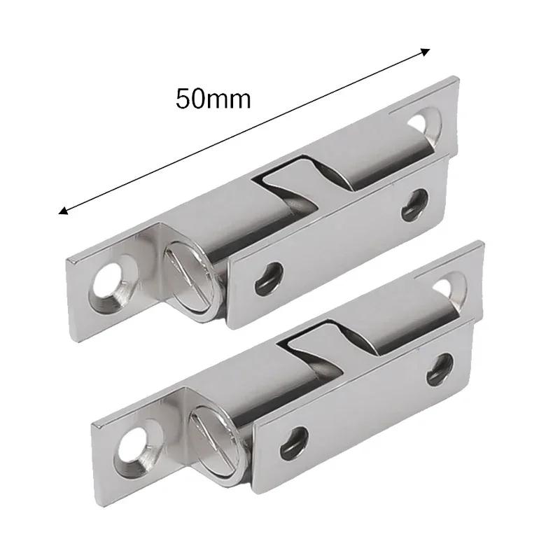 1pc Furniture Door Ball Latch Brass Double Roller Spring Ball Catch Latches Cabinet Closet Door Adjustable Tension Latch