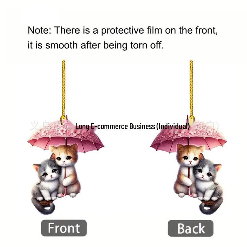 High-Value 2D Acrylic Cat Couple Keyring & Car Pendant