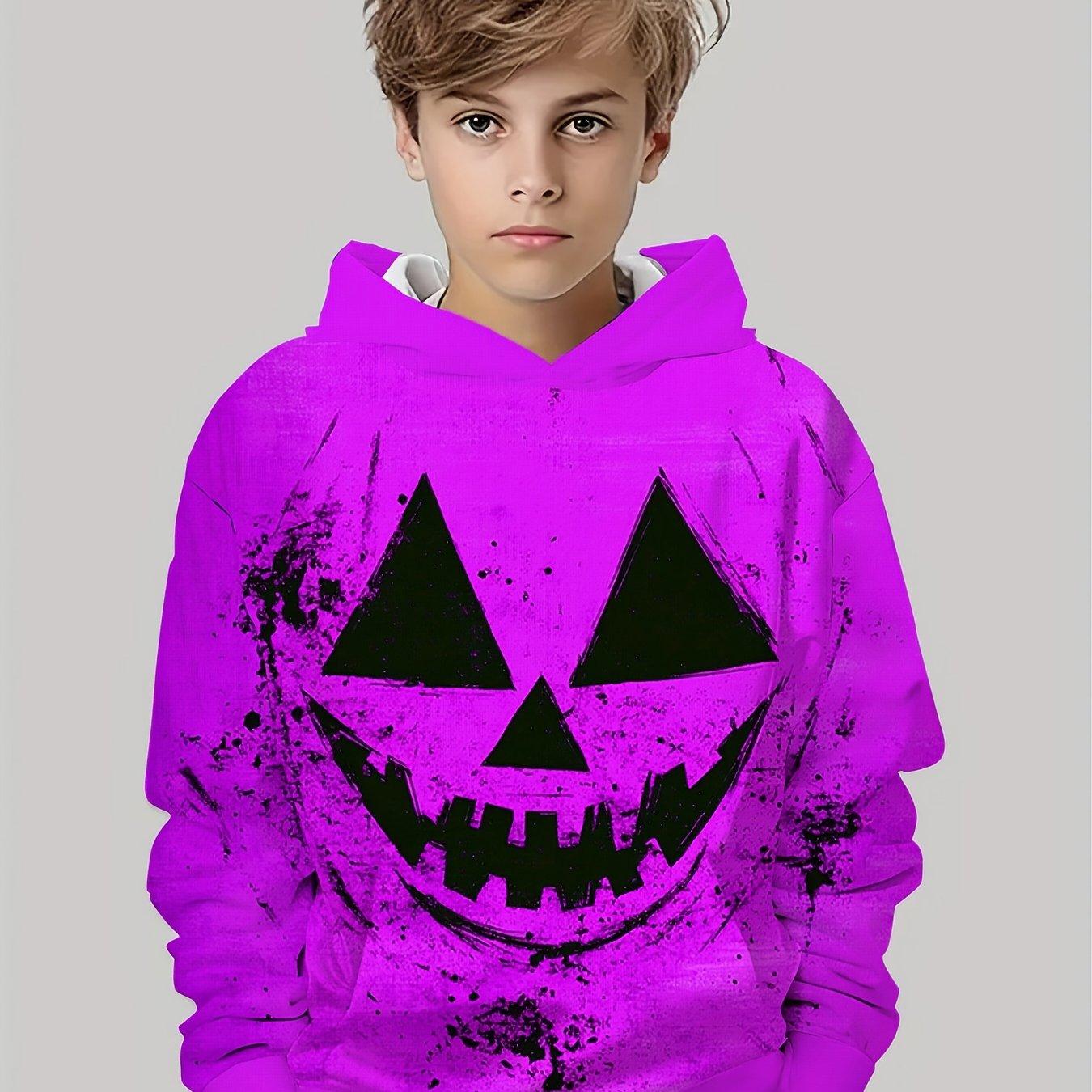

Boy Halloween Pattern Comfortable Polyester, Casual Party Style, 3D Printed, Autumn/Winter Long Sleeve Hoodie 13-14Y