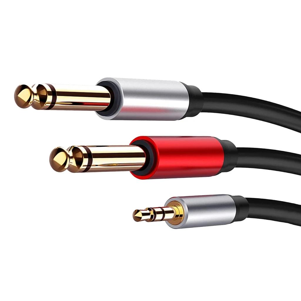 

Male 635mm 14 Mono Jack to Male 35mm 18 Stereo Jack Cable 6 Ft 18m Twin Cable чёрный