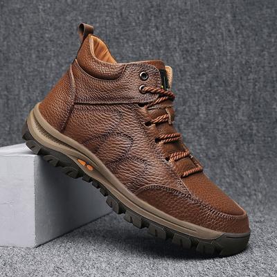 Genuine Leather Mens Casual Shoes New Brand Man Hiking Footwear Non-Slip Leisure Walk Ankle Boots Versatile Treking Flat