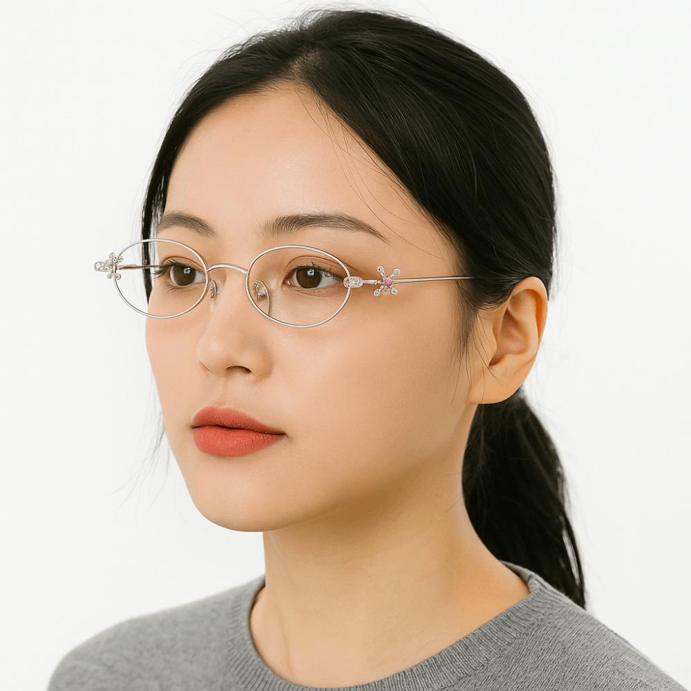 Błyszczące okulary przeciwsłoneczne z cyrkoniami Małe okulary blokujące niebieskie światło Proste owalne damskie okulary Unisex