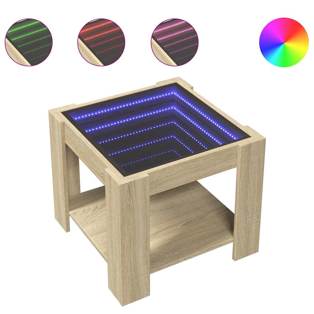 LED Coffee Table Sonoma Oak 53 x 53 x 45 cm Particleboard