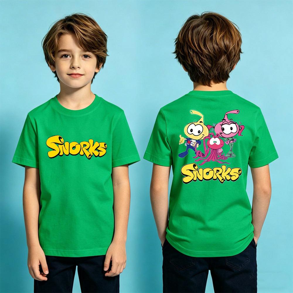 Snorks Cartoon Graphic Printed TShirt Boys and Girls Casual T-shirt Kids Summer Polyester Short Sleeve Daily Life Children Shirt