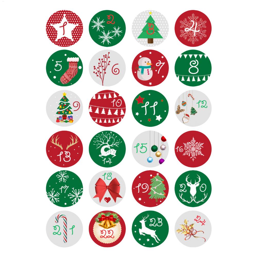 Christmas Advent Calendar Stickers gift Labels Stickers Merry Christmas decorative sealing sticker Numbers Self-adhesive labels